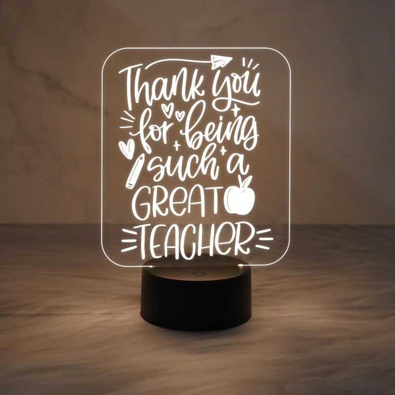 Thankyou Gift for Teacher | Best Teacher in The World Gift Lamp | Warm White Light with USB Cable